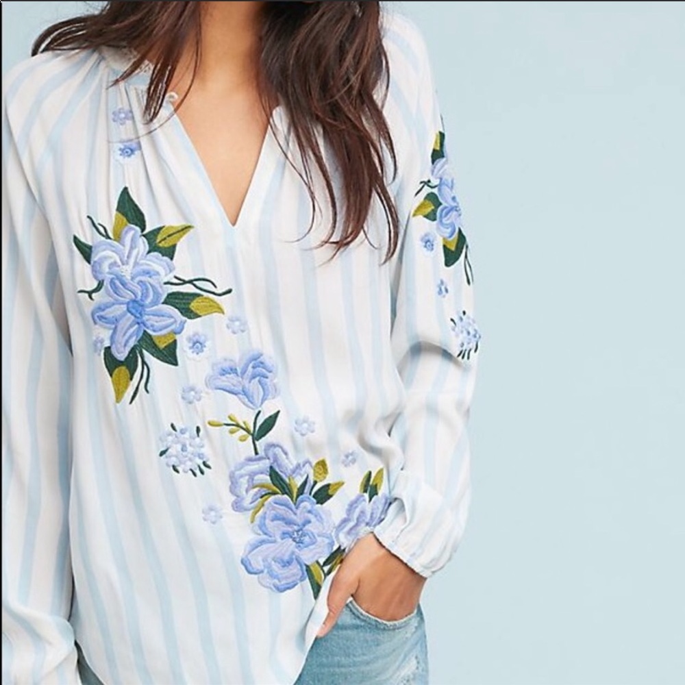 Akemi + Kin Blue and White stripper blouse